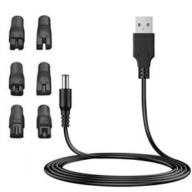 MEROM Câble dalimentation USB 5 V compatible avec les rasoirs Remington HC5810 HC4250 HQ8505 5000/7000 Series Bloc daliment