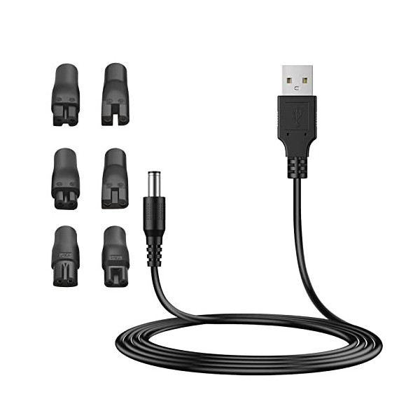 MEROM Câble dalimentation USB 5 V compatible avec les rasoirs Remington HC5810 HC4250 HQ8505 5000/7000 Series Bloc daliment