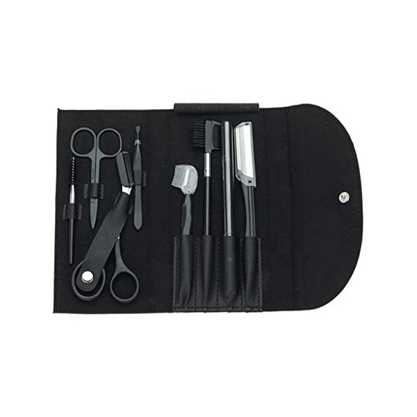 Kit de toilettage professionnel portable 8 en 1 pour sourcils avec sac de rangement, cadeau pour voyage, maison, sourcils