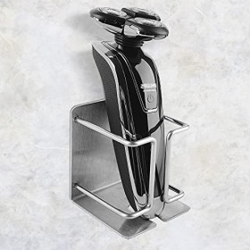 Linkidea Support rasoir électrique mural auto-adhésif en acier inoxydable pour rangement de rasoir électrique à fixer au mur 