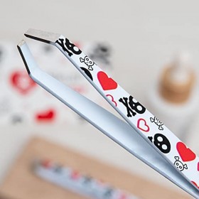 3 claveles - Pince à épiler - Pointe crabe décorée - Collection Skull Lover - Inox - Pince à épiler - Acier inoxydable - 9,5 