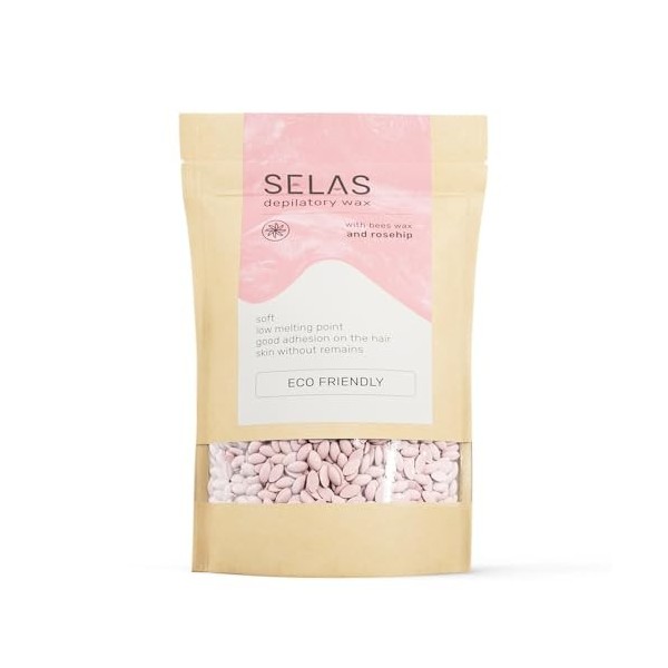 Cire à épiler en "graines" 500g SELAS. A choisir Rosa Mosqueta, Aloe Vera ou Natural. Epilation sans bandes, réalisée avec de