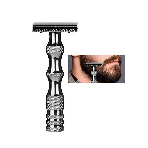Le Rasoir de sécurité à Double Tranchant de Style Classique Vintage Protège la Peau, Rasage Propre avec Poignée Rotative, Fac