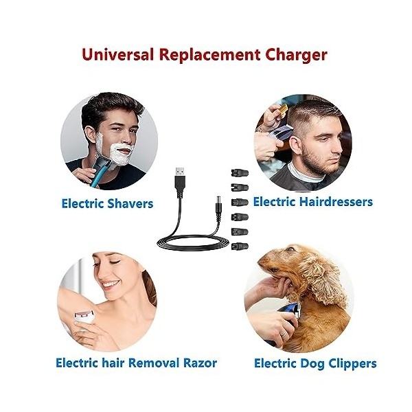 Aliwisdom Chargeur USB Câble universel pour Différentes marques de Rasoir Électrique/Tondeuse Cheveux/Tondeuses pour chiens/É