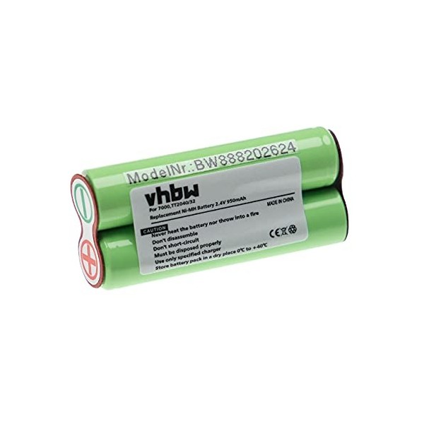 vhbw Batterie Compatible avec Philips Bodygroom BG2040/34, Series 3000, Series 5000 Rasoir Tondeuse électrique 950mAh, 2,4V,