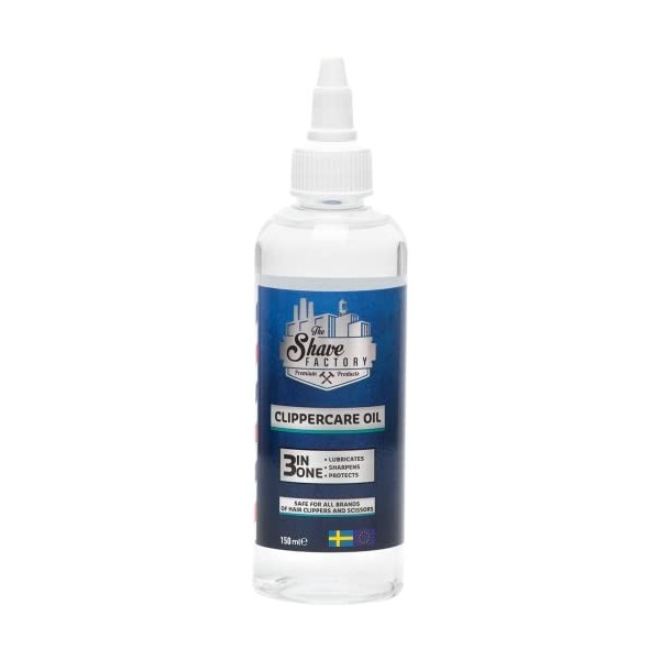 The Shave Factory® Huile Tondeuse 3-en-1 150 ml | Huile pour machines | Entretien de votre tondeuse à cheveux