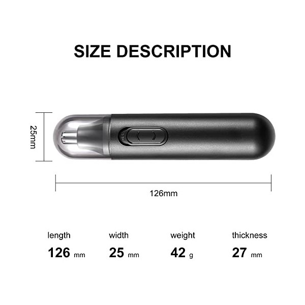 1 tondeuse à poils de nez pour homme, multifonction, étanche, sans douleur, sourcils et visage noir 