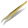 Pince à épiler pour extension de cils sourcils poils incarnés haute précision en acier inoxydable doré pinces incurvées cour