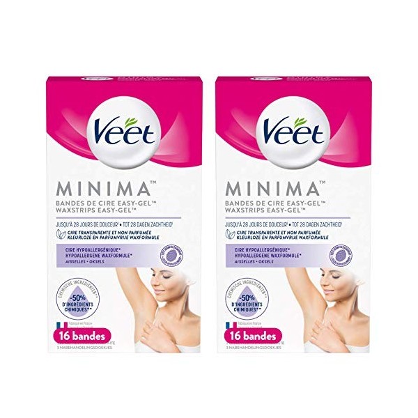 VEET PURE - 16 Bandes de cire froide Aisselles - Peaux Sensibles - Recommandés par les Dermatologues - Epilation Longue Durée