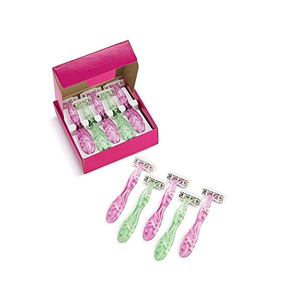 BIC Miss Soleil Sensitive - Rasoirs pour Femmes non-rechargeables avec 3 Lames Mobiles et Bande Lubrifiante - Boîte de 10