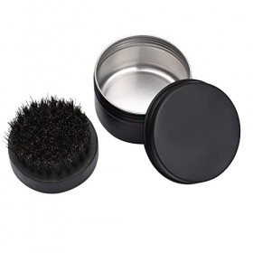 WENJIA Brosse à Barbe en Bois pour Hommes Petite Brosse à Peigne à Barbe Ronde pour Hommes Outil de toilettage de Barbe avec 