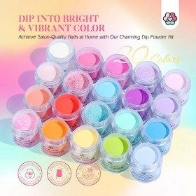 Saviland 20 Couleur Dipping Powder kit Complete, Kits de Trempage pour Manucure professionnel avec Activateur, Base & Top Coa