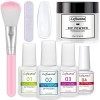 Lofuanna Kit de Poudre de Tremper,30g Transparente Poudre à Tremper pour Ongles,Dip Powder Manucure pour Ongles Français Kits