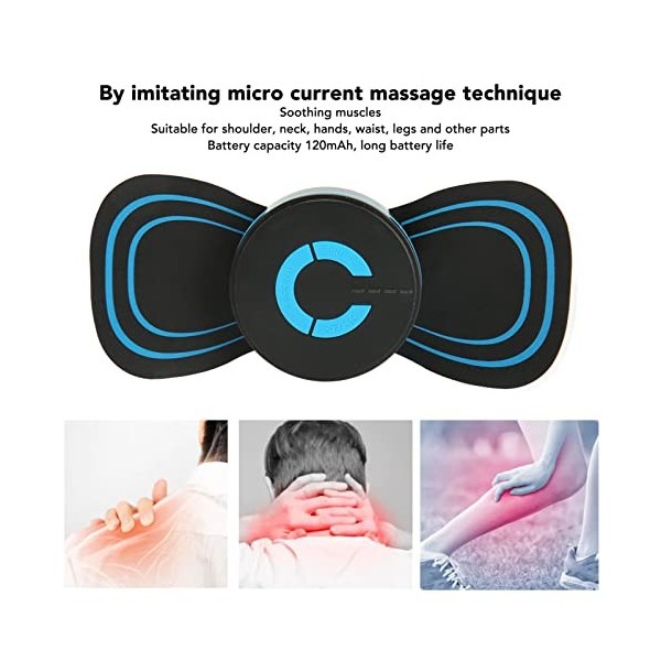 Mini Masseur de Cou Portatif, Autocollant de Massage Portatif de la Colonne Cervicale, Impulsion Rechargeable par USB, Massag