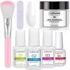 Lofuanna Kit de Poudre de Tremper,30g Transparente Poudre à Tremper pour Ongles,Dip Powder Manucure pour Ongles Français Kits