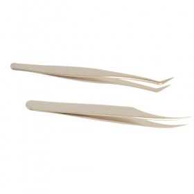 Ensemble de Pinces à épiler pour Extensions de Cils, 2 Pièces, Outil Applicateur de Faux Cils en Acier Inoxydable Antidérapan