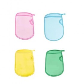 NURZIY Lot de 4 gants de bain exfoliants super doux, gants en éponge indolore, gant exfoliant de massage du corps multicolor