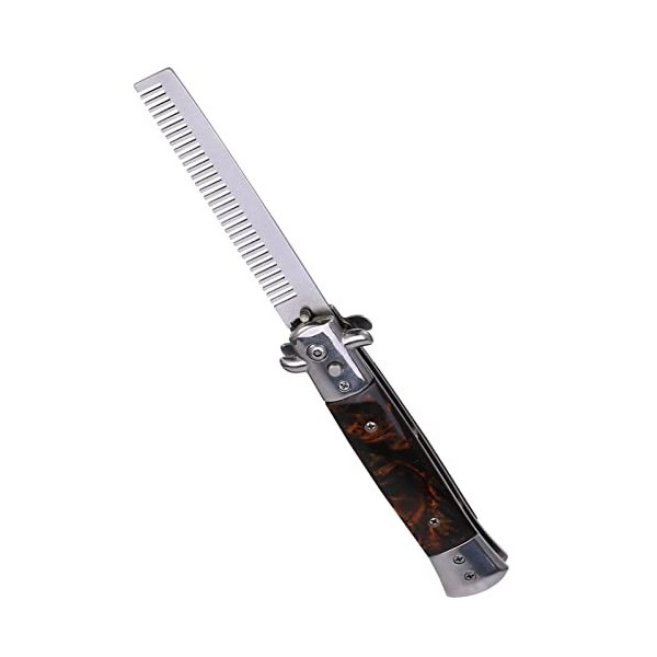 Peigne Switchblade, Poignée en Résine Durable, Peigne de Poche Portable pour Coiffure à Lhuile, Coiffure, Toilettage pour An