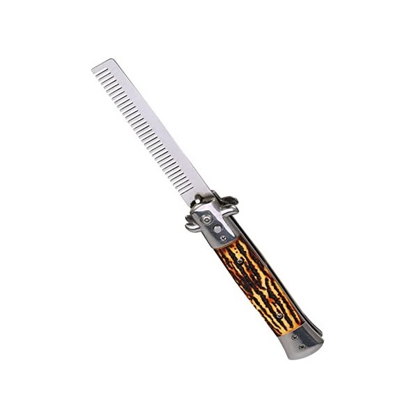 Peigne Switchblade, Poignée en Résine Durable, Peigne de Poche Portable pour Coiffure à Lhuile, Coiffure, Toilettage pour An