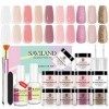 Saviland Dipping Powder Kit, Dip Poudre Série Nudes Rose Tendre, 10g*10 Couleurs Poudre Acrylique Durable Pour Porcelaine Ong