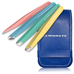 Fancy Lot de 4 pinces à épiler pour sourcils et épilation des poils avec étui 4 pièces – Acier inoxydable coloré – 4 pointe