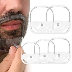 Linkidea Outil modelage et coiffure de barbe avec peigne, guide de barbe pour homme, moustache transparente et pattes latéral