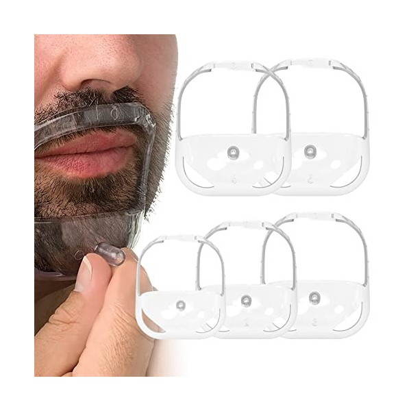 Linkidea Outil modelage et coiffure de barbe avec peigne, guide de barbe pour homme, moustache transparente et pattes latéral