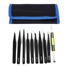 Ensemble de Pinces Artisanales, 10 Pièces, Pointe en Acier Inoxydable, Coude à Souder, avec Sac de Rangement – ​​Multifonctio