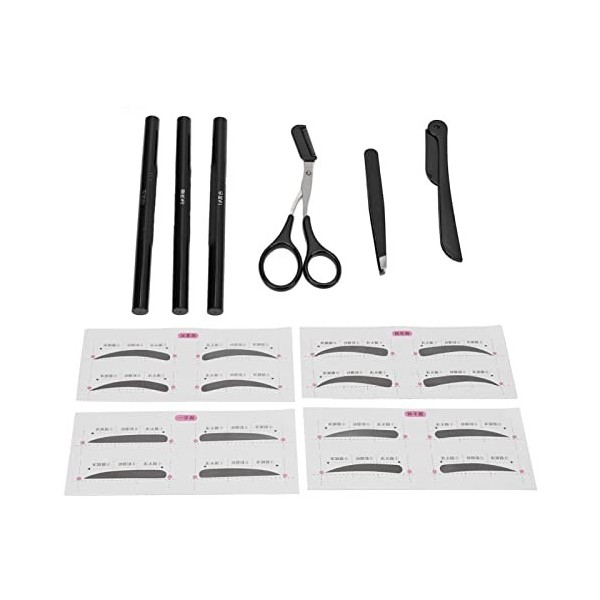 Kit de Toilettage des Sourcils, Rasoir à Sourcils Portable Professionnel, Ciseaux, Pincettes, Ensemble de Cartes Crayon à Sou