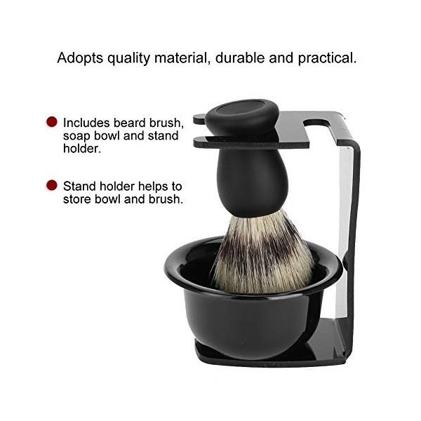 Blaireau de Rasage, Support de Bol de Brosse Professionnel, Outil de Rasage de Moustache avec Cheveux Doux, Pratique pour le 