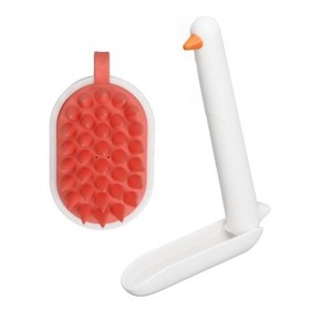 Brosse à Shampoing Masseur de Cuir Chevelu avec Support de Rangement, pour Cheveux Humides, Secs, Gras, Bouclés, Lisses, épai