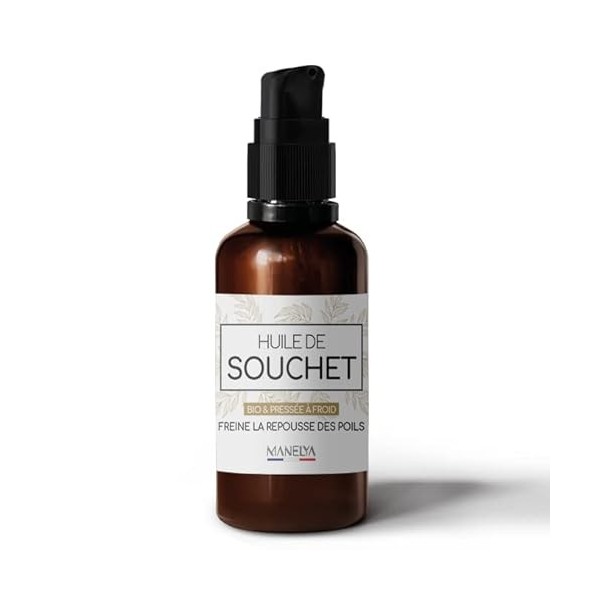 Huile de Souchet BIO – 50 ml – Retarde la pousse des poils – Soin des cheveux – Flacon en verre ambré avec spray 50 ml 