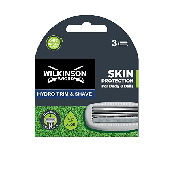 Lames Wilkinson Hydro Body & Balls Skin Protection Premium pour hommes, par 4