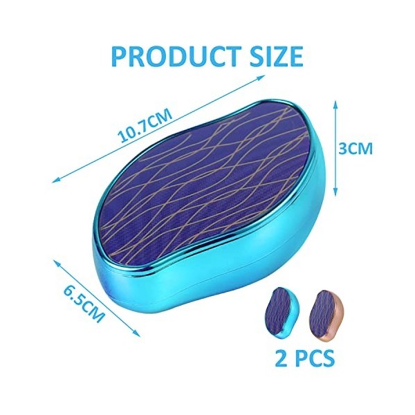 Lot de 2 épilateurs nano en verre cristal, outil dépilation indolore, gomme réutilisable et respectueuse de lenvironnement 