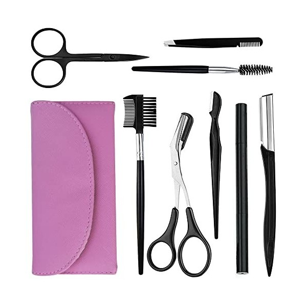 8Pcs Kit de coupe des sourcils, Sourcils kit sourcils d’Outil professionnel, Pincettes en acier Inoxydable pour, Pour sourcil