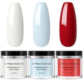 COSCELIA Dipping Powder Kit de poudre à ongles 3 couleurs avec base top coat mat top coat Activator Kit de manucure pour les 