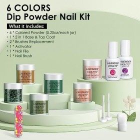 Lavender Violets 6 Couleurs Acrylique Trempage Poudre Système French Nail Art Manucure Trempage Poudre Poudre à Ongles 2 En 1