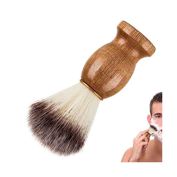 Ncheli Rasage Brush,blaireau 100% pur blaireau Brosse Blaireau de Rasage Brosse de Rasage Pratique Purs avec Manche en Bois