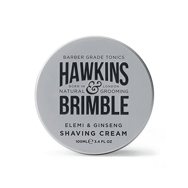 Hawkins & Brimble Crème à raser 100 ml – Savon à barbe pour homme – Bonne mousse | Parfum léger et agréable Crème à raser 