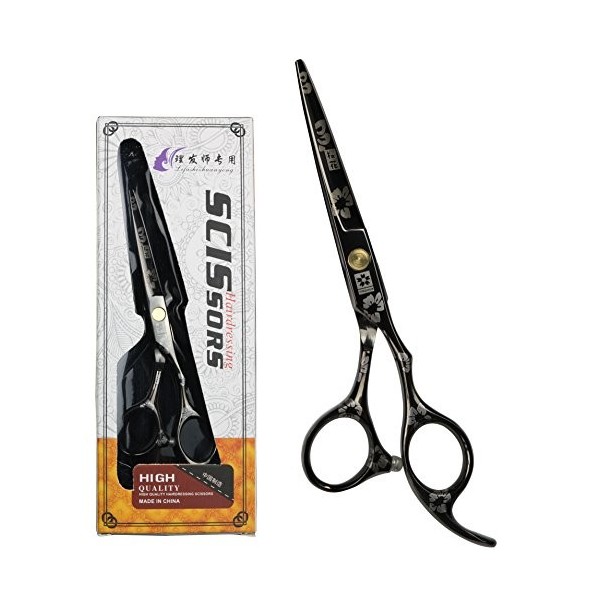 HEMATITE 5.5 pouces noir titanium cerise modèle professionnel cheveux ciseaux, ciseaux de coiffeur couteau de coupe ensemble 