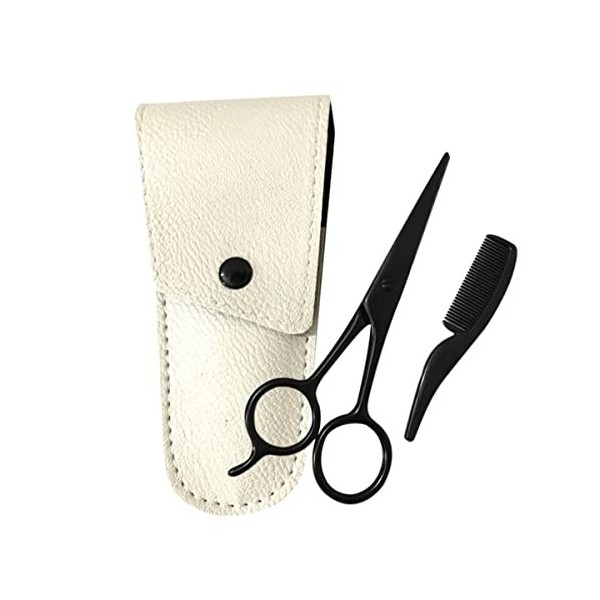 FOMIYES 3 Pièces Ensemble Ciseaux À Barbe Ciseaux Professionnels Pour Poils Du Visage Et Peigne Ciseaux À Barbe Avec Pochette