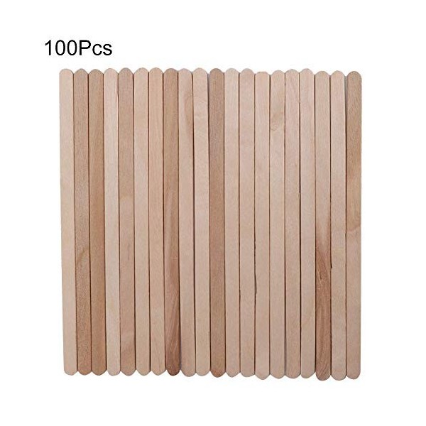 100pcs Bâtons de cire, spatules de cire, bâtonnets de fartage en bois Applicateurs spatules pour lépilation des sourcils ore