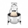 Outil de rasage - Ensemble de rasage en acier inoxydable pour hommes brosse à barbe, porte-savon et brosse de rasage 3Pcs 