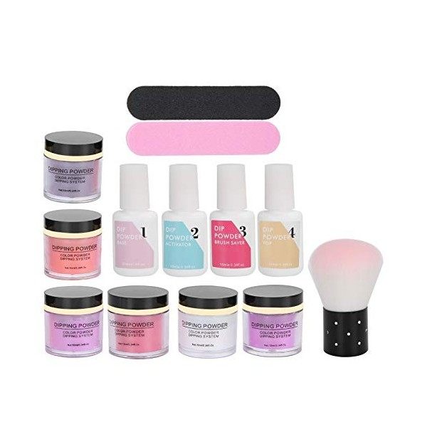 Dip Powder Nail Kit Starter, Pastel Summer Rose Acrylique Trempage Poudre Set Avec Top/Base Coat Activateur Recyclage Plateau