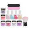 Dip Powder Nail Kit Starter, Pastel Summer Rose Acrylique Trempage Poudre Set Avec Top/Base Coat Activateur Recyclage Plateau