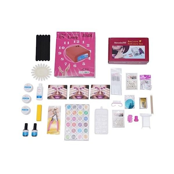 Kaichenyt Kit complet doutils gel UV comprenant des bijoux en strass et des tampons de nail art pour studio débutant profess