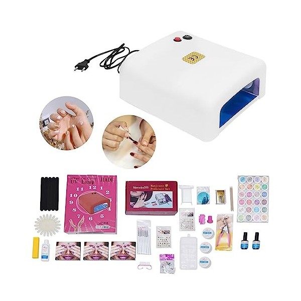 Kaichenyt Kit complet doutils gel UV comprenant des bijoux en strass et des tampons de nail art pour studio débutant profess