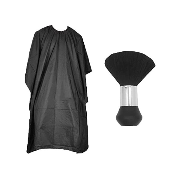 Cape De Barbier Imperméable, Cape De Coupe De Cheveux Antistatique En Nylon Respirant, Cape De Salon Avec Brosse Plumeau Pour