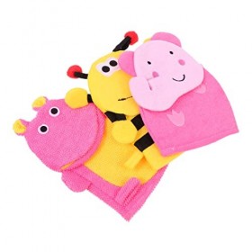 FOMIYES 3 Pièces Gants De Gommage Gants De Gommage De Bain Douche Luffa Gant De Toilette Serviette Enfants Gants De Bain-Douc