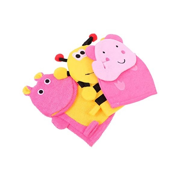 FOMIYES 3 Pièces Gants De Gommage Gants De Gommage De Bain Douche Luffa Gant De Toilette Serviette Enfants Gants De Bain-Douc